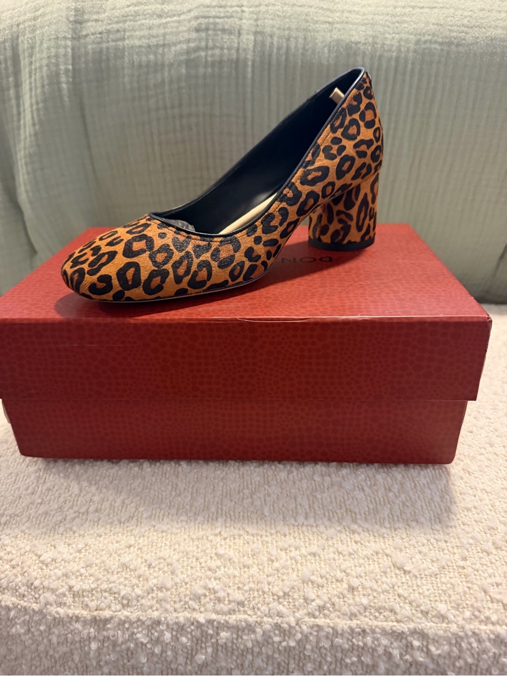 Donald J. Pliner Leopard-Print Block Heel Pumps in Tan and Black